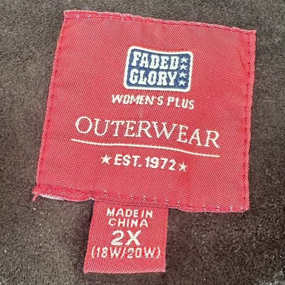 Vintage Faded Glory Penny Lane Jacket Size 2X Brown Faux Suede Y2K Boho Coat - Picture 6 of 8